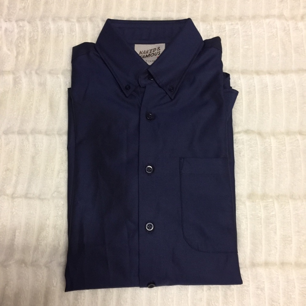 NWT Naked & Famous Dress Shirt - Navy